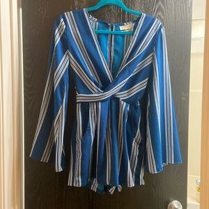 Urban Outfitters blue long-sleeve romper